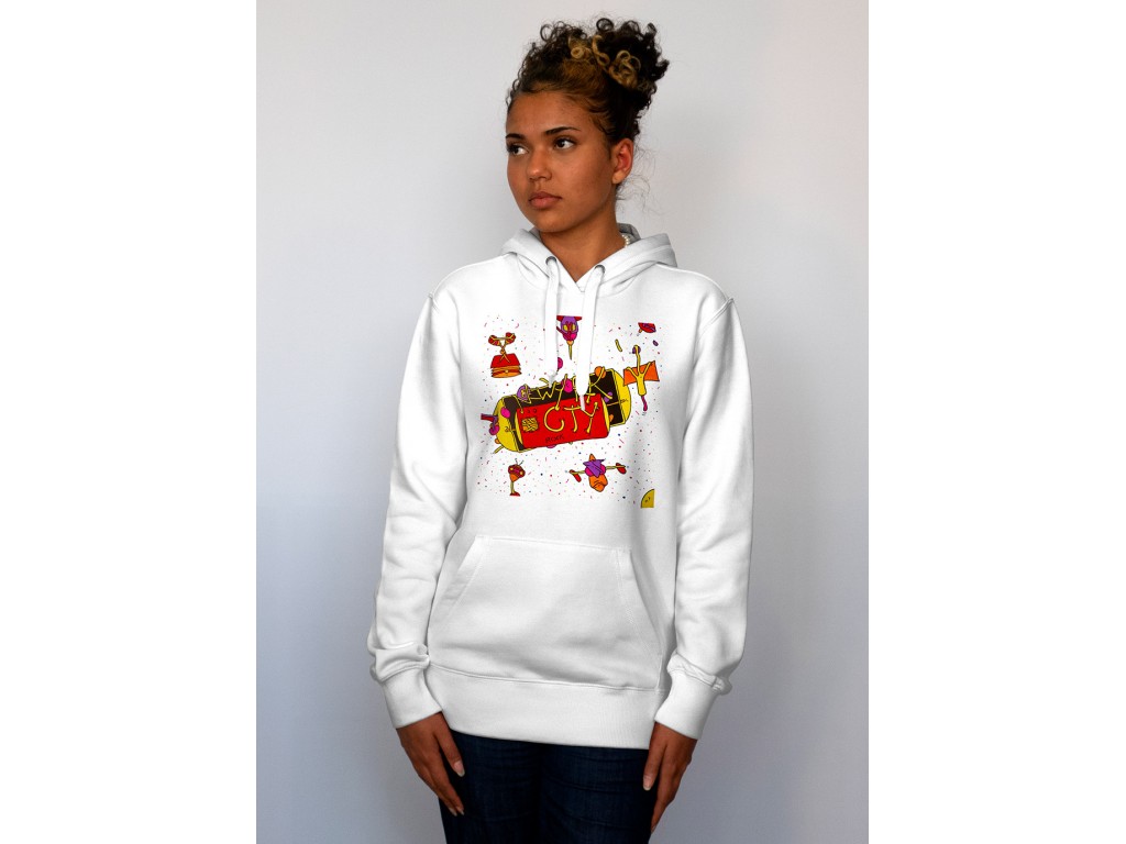 Sweatshirt capuche femme blanc Michel Pagnoux New York City Rock
