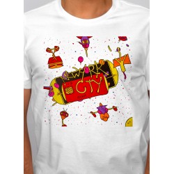 Tshirt homme blanc Michel Pagnoux New York City Rock zoom