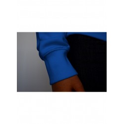 Sweatshirt capuche light royal blue Michel Pagnoux Lonely Planet détail textile