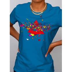 Tshirt femme tropical blue Michel Pagnoux Lonely Planet zoom
