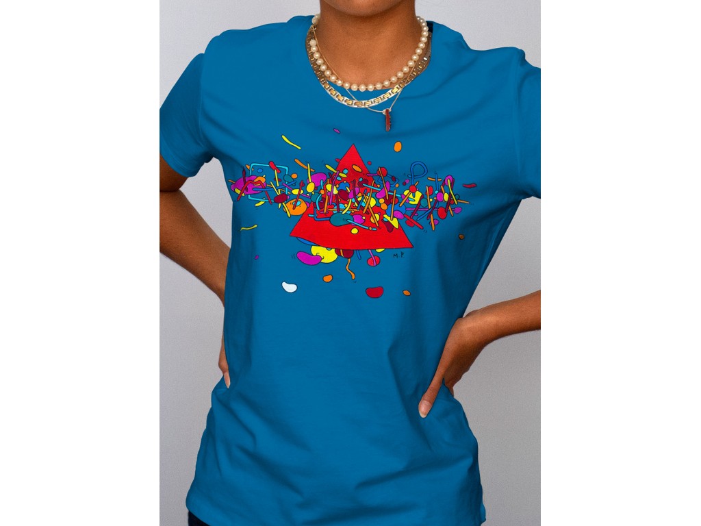 Tshirt femme tropical blue Michel Pagnoux Lonely Planet zoom